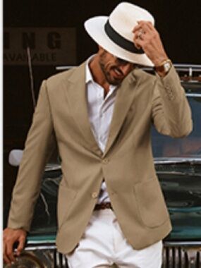 PJ PAUL JONES Men's Linen Blazer Jacket Lightweight Khaki Size XXL